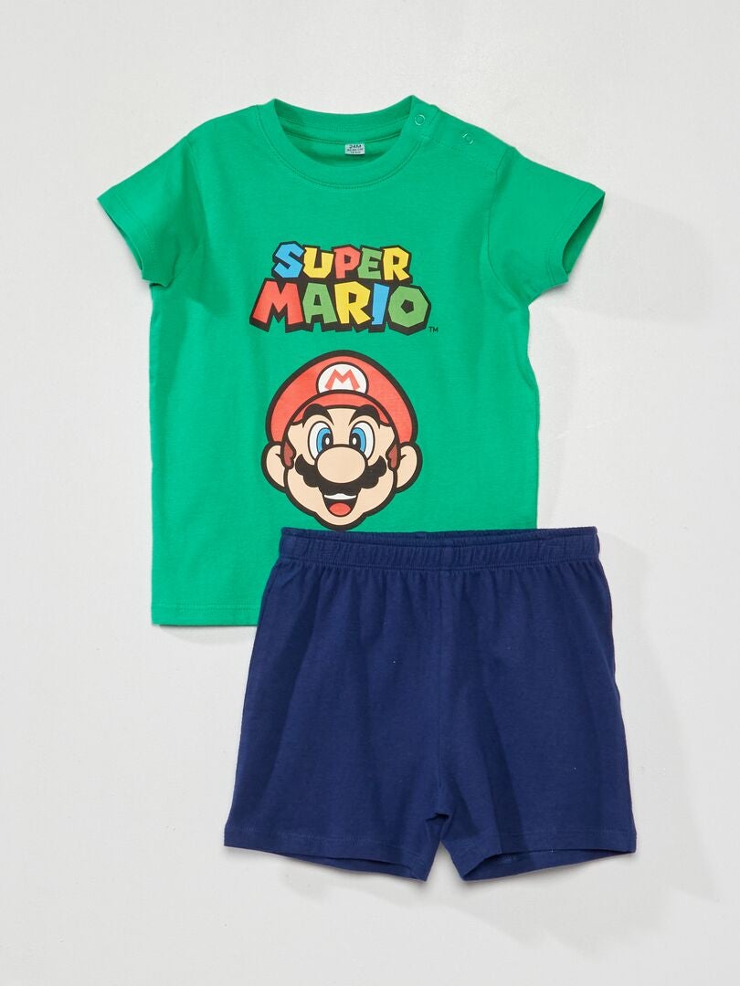 ik heb het gevonden ademen Luxe Korte pyjama 'Mario' 'Nintendo' - 2-delig - groen / blauw - Kiabi - 14.00€