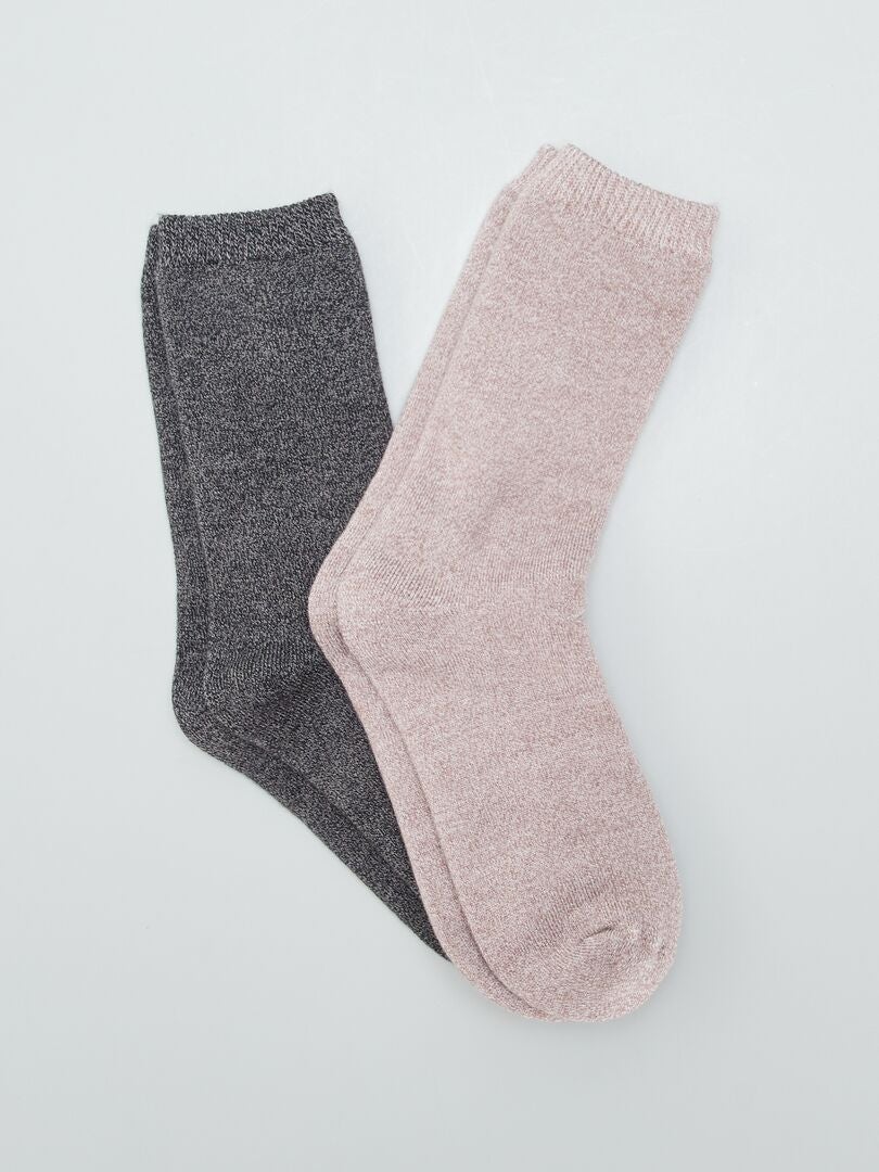 Lot 2 paires de chaussettes thermiques - Lot rose/gris - Kiabi - 7.20€