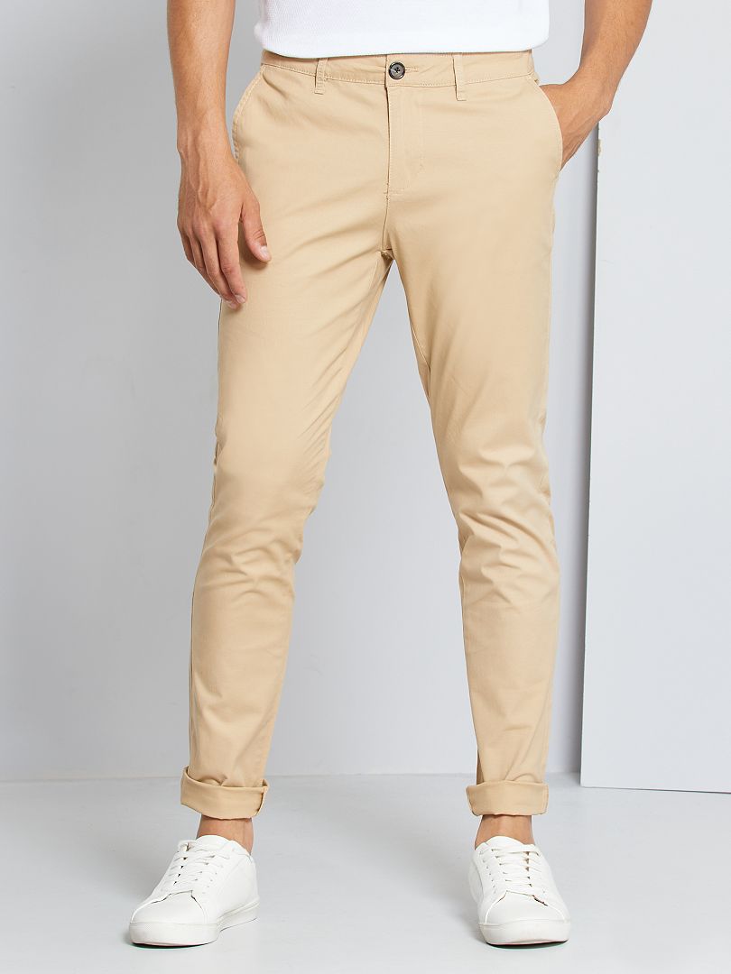 Pantalon chino slim - beige - Kiabi - 9.00€