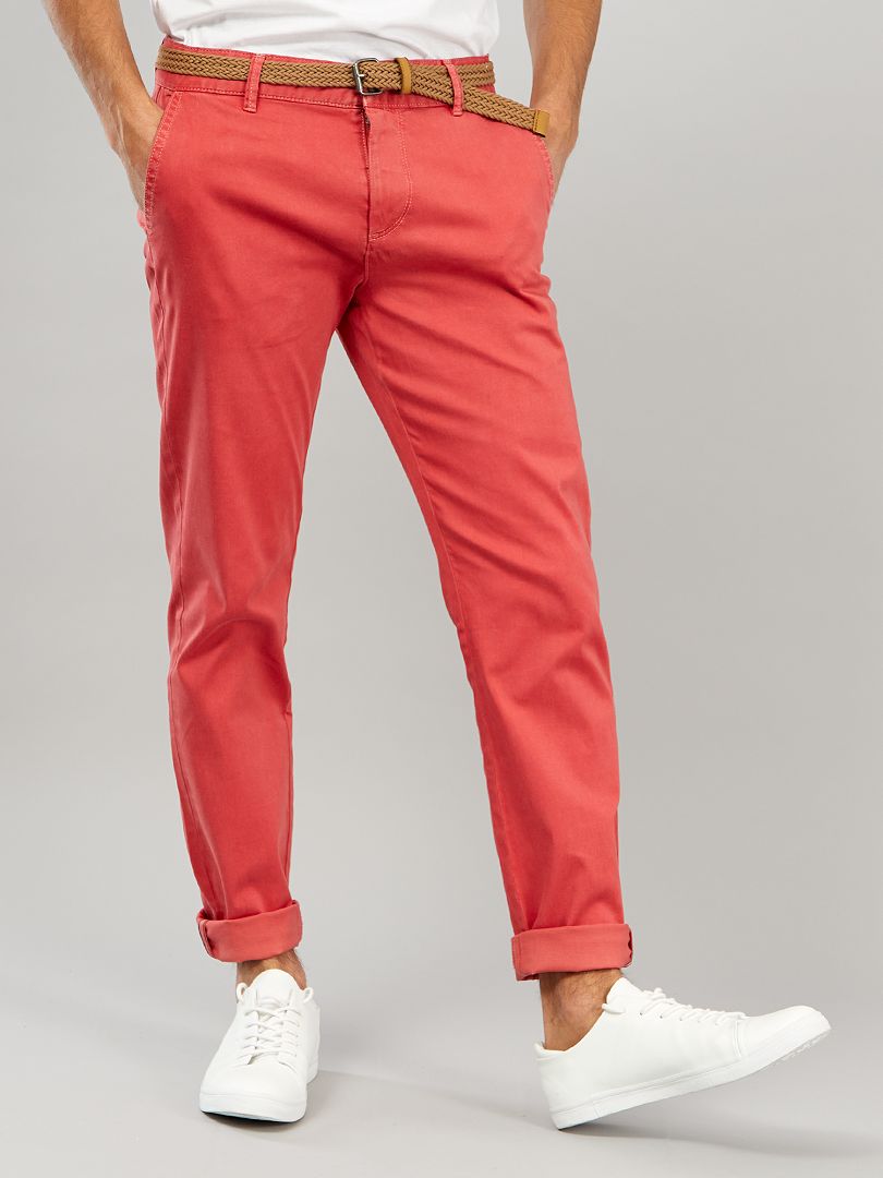 Pantalon chino slim + ceinture