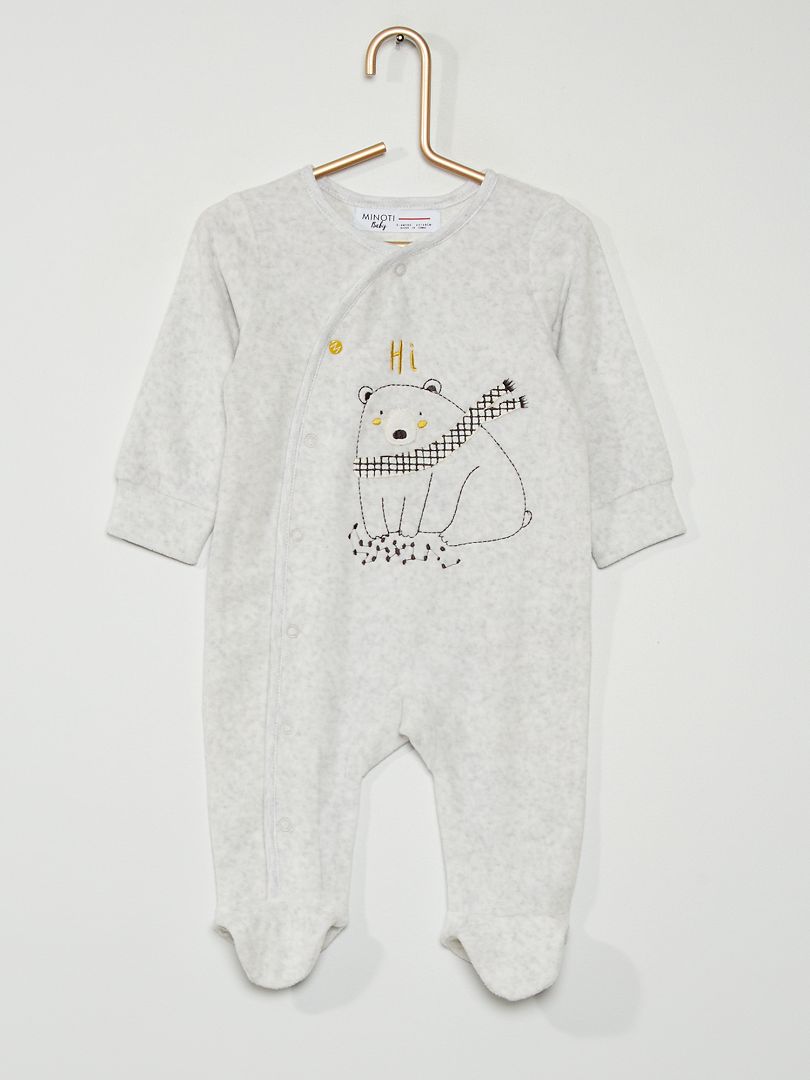 Pyjama en velours bébé garçon - gris - Kiabi - 15.00€