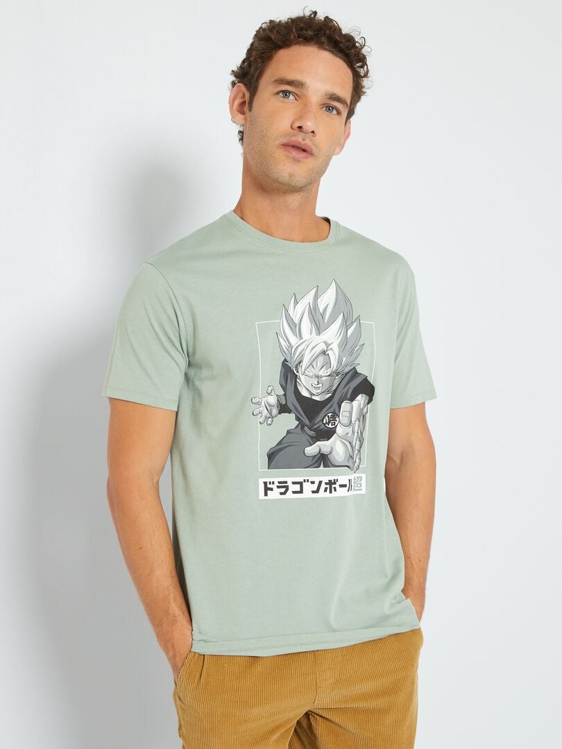 Canada kopiëren Wig T-shirt van jersey met Dragon Ball Z-print - grijs groen - Kiabi - 12.00€